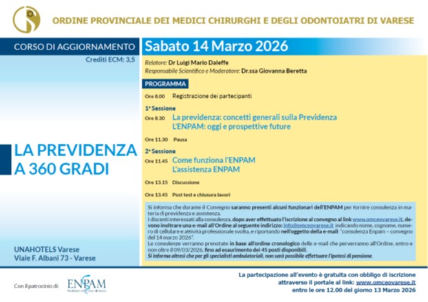 Clicca per accedere all'articolo Convegno ENPAM "LA PREVIDENZA A 360 GRADI" 14 Marzo 2026