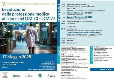 Clicca per accedere all'articolo "L'EVOLUZIONE DELLA PROFESSIONE MEDICA  ALLA LUCE DEL DM 70 – DM 77"  17 Maggio 2025
