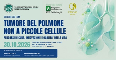 Tumore del polmone non a piccole cellule: percorsi di cura, innovazione e qualità della vita - 30 Ottobre 2026